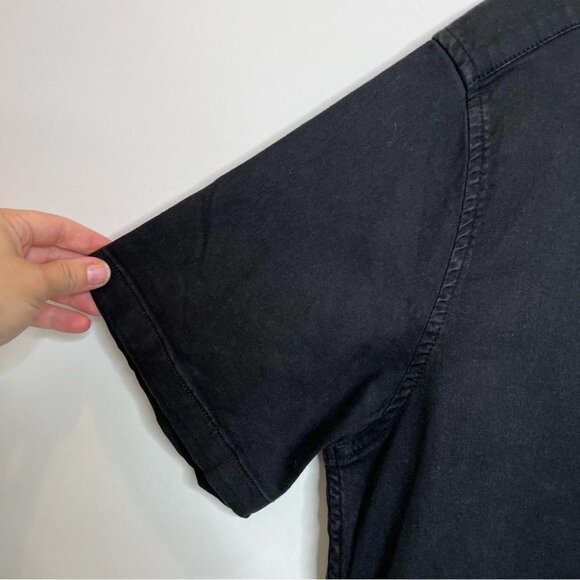 ASOS Design Mens Black Casual Short Sleeve Button Down Shirt Stretch Neutral Top - Picture 6 of 7